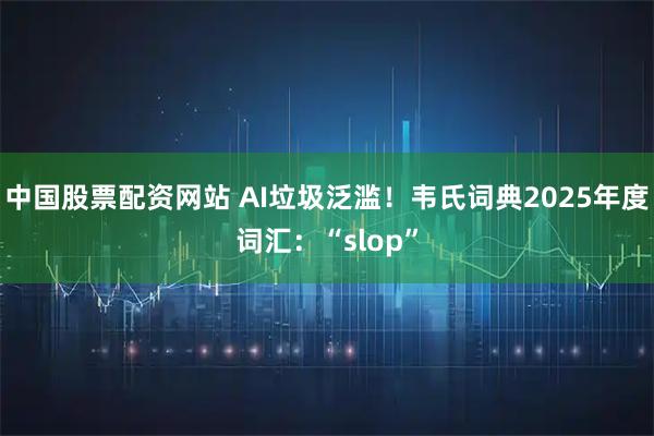 中国股票配资网站 AI垃圾泛滥!韦氏词典2025年度词汇:“slop”